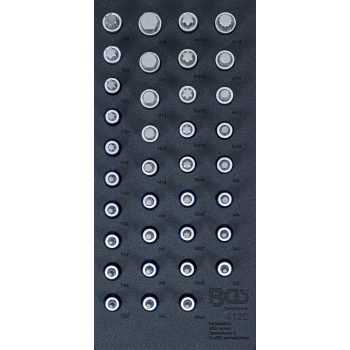   BGS technic 1/3 Szerszámtálca szerszámkocsihoz: 1/2" Bit dugókulcs készlet | különböző profilok | 36 darabos (BGS 4120)