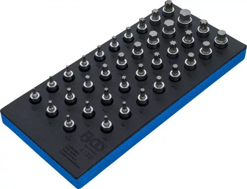 BGS technic 1/3 Szerszámtálca szerszámkocsihoz: 1/2" Bit dugókulcs készlet | különböző profilok | 36 darabos (BGS 4120)