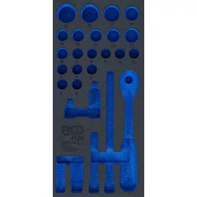   BGS technic 1/3 szerszámtálca szerszámkocsihoz (408x189x32 mm), üresen: 27 részes dugókulcs készlethez, 1/2", 8-32 mm (nem tartozék) (BGS 4126-1)