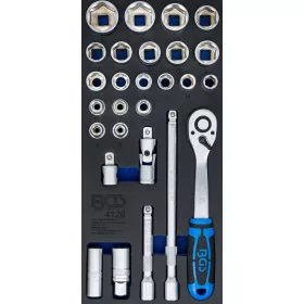   BGS technic 1/3 Szerszámtálca szerszámkocsihoz: 27 részes dugókulcs készlettel, 1/2", 8-32 mm (BGS 4126)