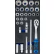 BGS technic 1/3 Szerszámtálca szerszámkocsihoz: 27 részes dugókulcs készlettel, 1/2", 8-32 mm (BGS 4126)