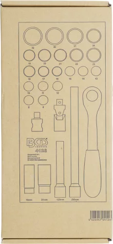 BGS technic 1/3 Szerszámtálca szerszámkocsihoz: 27 részes dugókulcs készlettel, 1/2", 8-32 mm (BGS 4126)