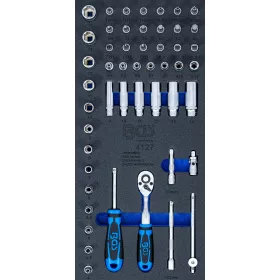   BGS technic 1/3 Szerszámtálca szerszámkocsihoz: 50 részes dugókulcs és hajtószár készlettel,1/4" (BGS 4127)