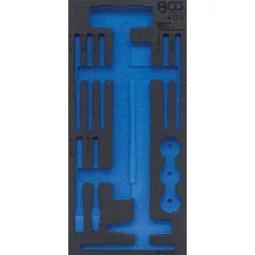   BGS technic 1/3 szerszámtálca szerszámkocsihoz (408x189x32 mm), üresen: 14 részes cserélhető fejű kalapács, csapszegkiütő és véső készlethez (nem tartozék) (BGS 4129-1)