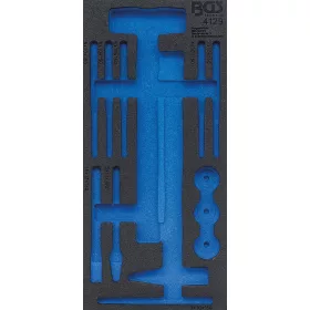   BGS technic 1/3 szerszámtálca szerszámkocsihoz (408x189x32 mm), üresen: 14 részes cserélhető fejű kalapács, csapszegkiütő és véső készlethez (nem tartozék) (BGS 4129-1)