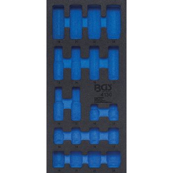   BGS technic 1/3 szerszámtálca szerszámkocsihoz (408x189x32 mm), üresen: 20 részes légkulcsokhoz való dugókulcsfej készlethez, 10-24 mm (nem tartozék) (BGS 4130-1)