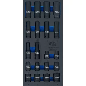   BGS technic 1/3 Szerszámtálca szerszámkocsihoz: 20 részes légkulcsokhoz való dugókulcsfej készlettel, 10-24 mm (BGS 4130)