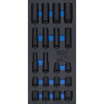   BGS technic 1/3 Szerszámtálca szerszámkocsihoz: 20 részes légkulcsokhoz való dugókulcsfej készlettel, 10-24 mm (BGS 4130)