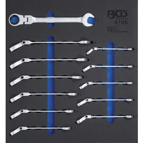   BGS technic Műhelykocsi-betét 2/3: Racsnis csillag-villáskulcs | hajlítható | 8 - 19 mm | 12 darabos (BGS 4195)