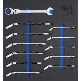   BGS technic Műhelykocsi-betét 2/3: Racsnis csillag-villáskulcs | hajlítható | 8 - 19 mm | 12 darabos (BGS 4195)