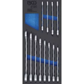   BGS technic Műhelykocsi-betét 1/3: Racsnis csillag-villáskulcs-készlet | 8 - 19 mm | 12 darabos (BGS 4196)
