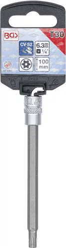 BGS technic Torx bitfej 1/4" T30x100, fúrt, extra hosszú (BGS 4203)