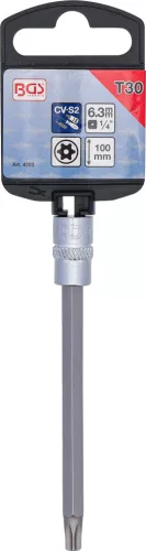 BGS technic Torx bitfej 1/4" T30x100, fúrt, extra hosszú (BGS 4203)