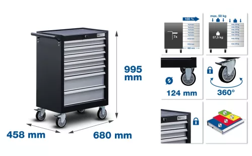 BGS technic Műhelykocsi | 7 fiókos | üres (BGS 4235)