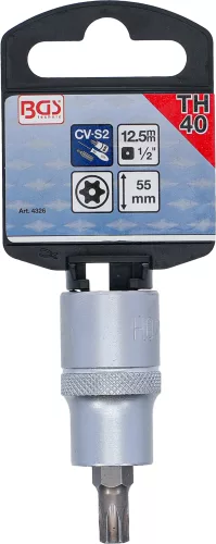 BGS technic Biztonsági Torx bitfej, 1/2", fúrt. T40, 53 mm hosszú (BGS 4326)