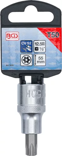 BGS technic Biztonsági Torx bitfej, 1/2", fúrt. T50, 53 mm hosszú (BGS 4328)