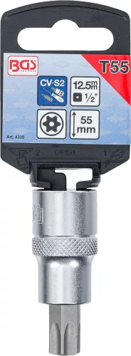 BGS technic Biztonsági Torx bitfej, 1/2", fúrt. T55, 53 mm hosszú (BGS 4329)