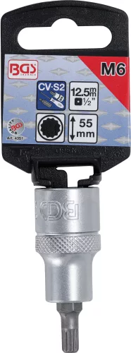 BGS technic Spline típusú bitfej, 1/2", hossza: 53mm, M6 (BGS 4351)