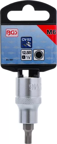 BGS technic Spline típusú bitfej, 1/2", hossza: 53mm, M6 (BGS 4351)