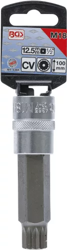 BGS technic Spline típusú bitfej, 1/2", fúrt, M18, 100mm (BGS 4365)