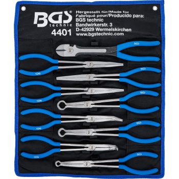   BGS technic Hosszított lapos és gyújtógyertya-csatlakozó fogó készlet, extra hosszú, 9 darabos (4401)