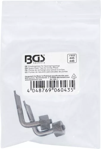 BGS technic Tartalék hegyek seegerfogóhoz | 1 pár | BGS 445, 446-hez (445-1)