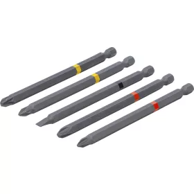   BGS DIY Behajtófej készlet | Külső hatszögletű behajtófej 6,3 mm (1/4") | Csillag PH, csillag PZ, lapos | 110 mm hosszú | 5 darabos (4832)