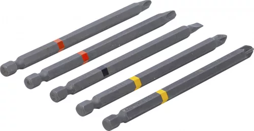 BGS DIY Behajtófej készlet | Külső hatszögletű behajtófej 6,3 mm (1/4") | Csillag PH, csillag PZ, lapos | 110 mm hosszú | 5 darabos (4832)