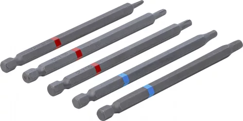 BGS DIY Behajtófej készlet | Külső hatszögletű behajtófej 6,3 mm (1/4") | Belső hatszögletű, T-profil (Torx) | 110 mm hosszú | 5 darabos (4836)