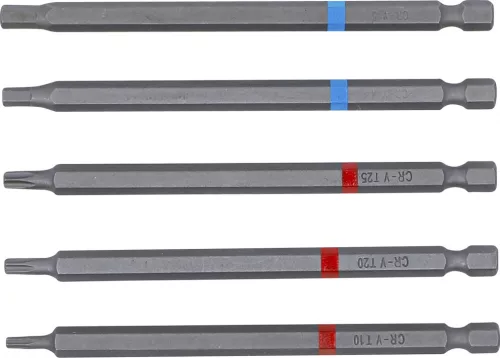 BGS DIY Behajtófej készlet | Külső hatszögletű behajtófej 6,3 mm (1/4") | Belső hatszögletű, T-profil (Torx) | 110 mm hosszú | 5 darabos (4836)