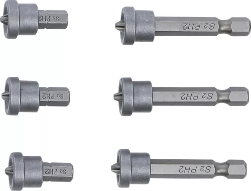 BGS DIY 1/4" Bitkészlet mélységi ütközővel, csavarok süllyesztett behajtásához | gipszkarton falhoz | csillag PH2 | 6 darabos (BGS 50406)