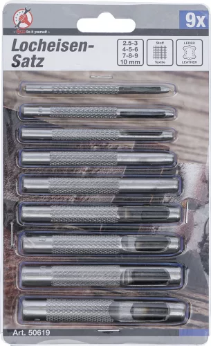 BGS DIY 9 részes bőr lyukasztó készlet, 2.5 - 10mm (BGS 50619)