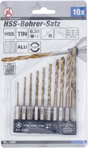 BGS DIY 10 részes titánium bevonatú HSS spirálfúró készlet (BGS 50801)