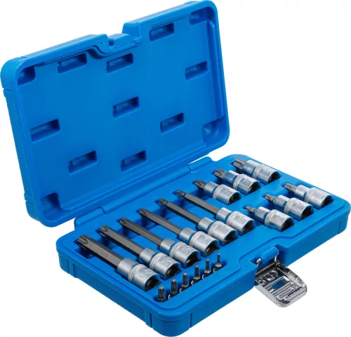 BGS technic Bitfej készlet, 1/4" / 1/2", T-profil (Torx), 18 darabos (5173)