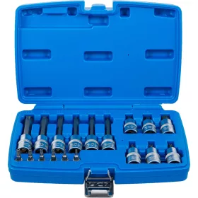   BGS technic Bitfej készlet, 1/4" / 1/2", T-profil (Torx) furattal, 18 darabos (5174)