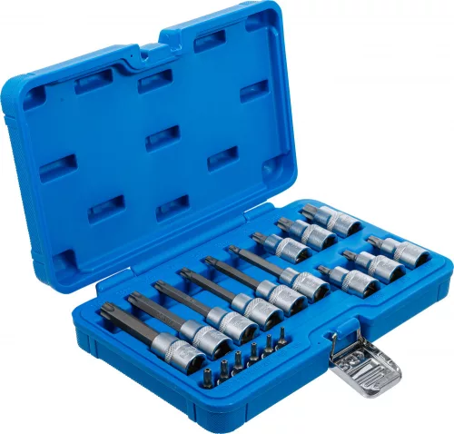 BGS technic Bitfej készlet, 1/4" / 1/2", T-profil (Torx) furattal, 18 darabos (5174)