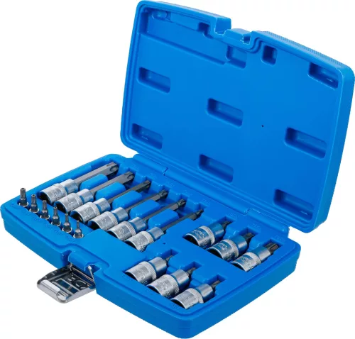 BGS technic Bitfej készlet, 1/4" / 1/2", T-profil (Torx) furattal, 18 darabos (5174)