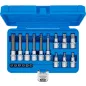   BGS technic Bitfej készlet, 1/4" / 1/2", T-profil (Torx) furattal, 18 darabos (5174)