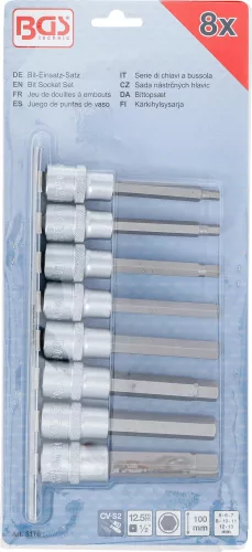 BGS technic Bitfej készlet, 1/2", Imbusz 5 - 13 mm, 8 darabos (5176)