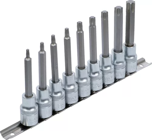 BGS technic Bitfej készlet, 1/2", T-profil (Torx), 9 darabos (5177)
