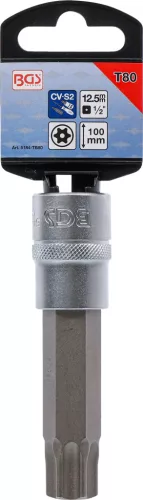 BGS technic 1/2" Biztonsági Torx (fúrt) bitfej, T80x100 mm (BGS 5184-TB80)