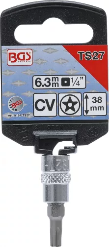 BGS technic 1/4" Biztonsági Torx (fúrt) bitfej, TS27x38 mm (BGS 5184-TS27)