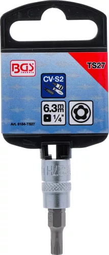 BGS technic 1/4" Biztonsági Torx (fúrt) bitfej, TS27x38 mm (BGS 5184-TS27)