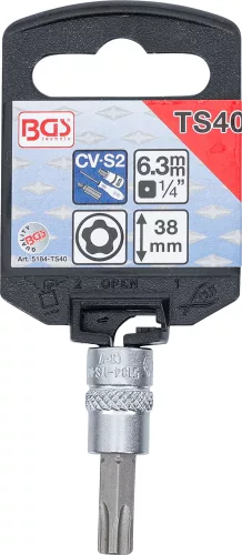 BGS technic 1/4" Biztonsági Torx (fúrt) bitfej, TS40x38 mm (BGS 5184-TS40)
