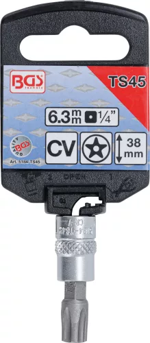BGS technic 1/4" Biztonsági Torx (fúrt) bitfej, TS45x38 mm (BGS 5184-TS45)