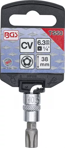 BGS technic 1/4" Biztonsági Torx (fúrt) bitfej, TS50x38 mm (BGS 5184-TS50)