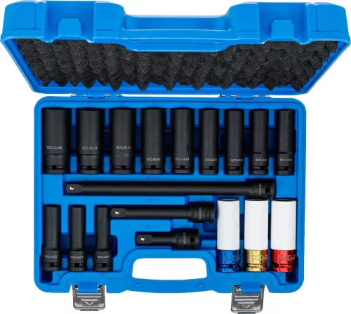 BGS technic Levegős dugókulcs készlet, 1/2", 10 - 24 mm, 18 darabos (5202)