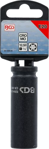 BGS technic 1/2" Torx hosszított dugókulcs légkulcshoz, E20 (BGS 5204-20)