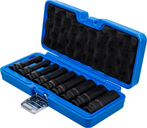 BGS technic Gépi E-Torx dugókulcs készlet, hosszított, 1/2" meghajtás, E10–E24, CrMo acél, 9 részes (BGS 5204)