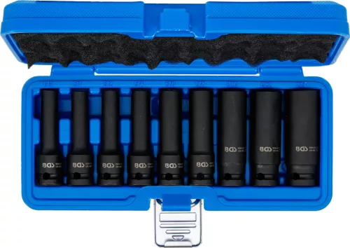 BGS technic Gépi E-Torx dugókulcs készlet, hosszított, 1/2" meghajtás, E10–E24, CrMo acél, 9 részes (BGS 5204)